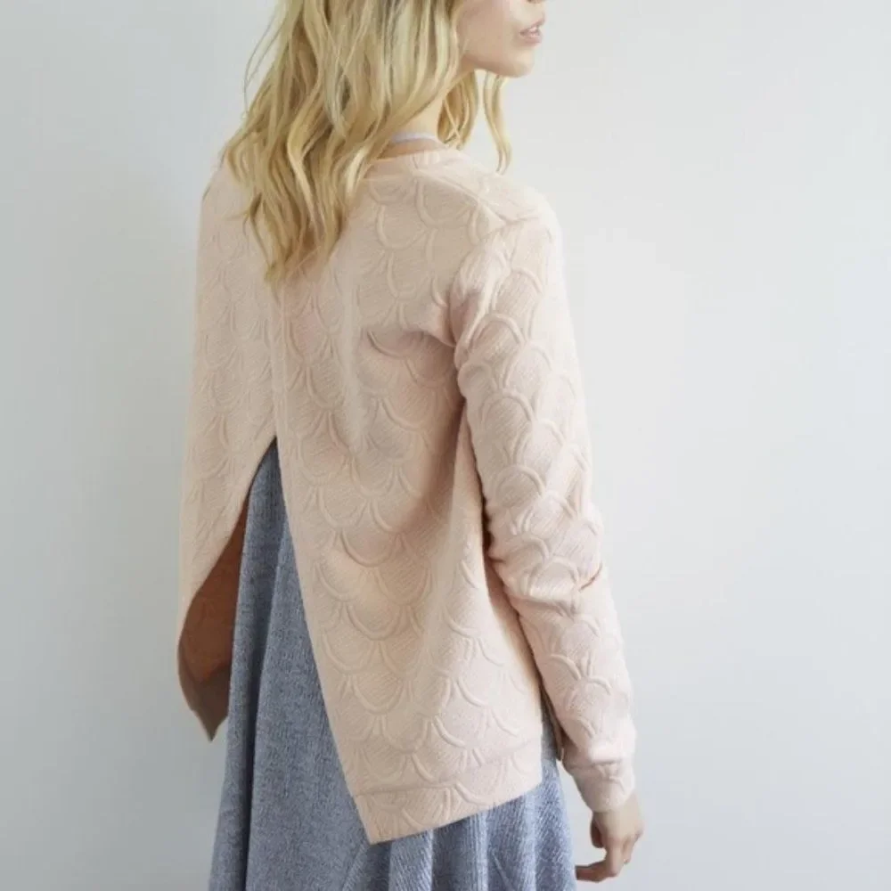 Whitney Eve Baby Pink Split Back Sweater Top - S